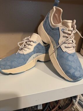 Coach Light Blue and Cream Women's Sneakers